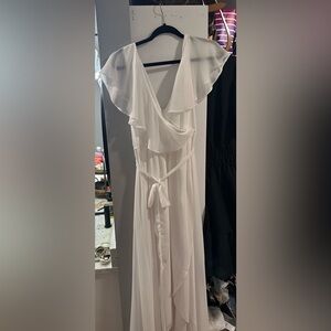 Baltic Born White V-Neck Flutter Sleeve Maxi Dress